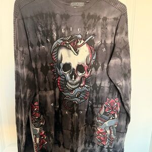Affliction Black Label Tie-Dye Crewneck Tee - Black & Gray